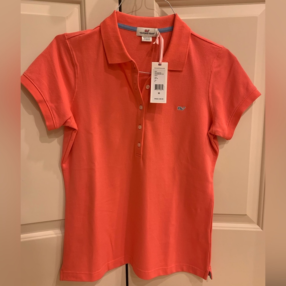 NEW Vineyard Vines Classic Pique Polo, Mai Tai color; tags on